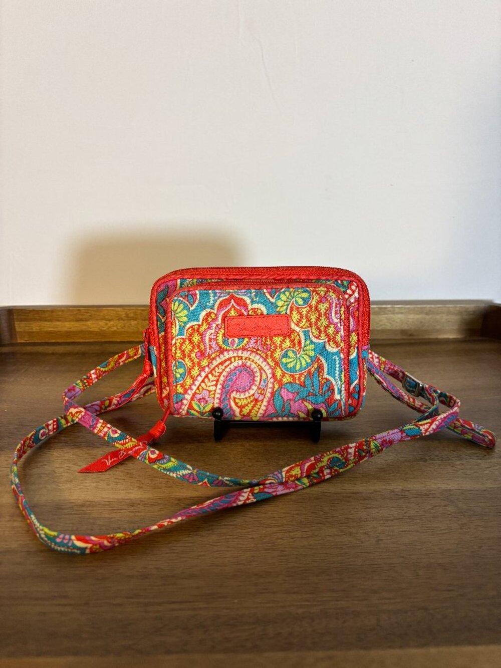 Vera Bradley On the Square Orange Paisley Paradise Wristlet Crossbody
